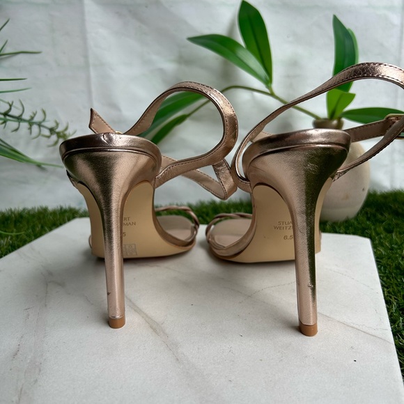 🌷STUART WEITZMAN
DANCER TWISTIE 4” rose gold LEATHER SANDALS SIZE 6.5 like new - Picture 11 of 16